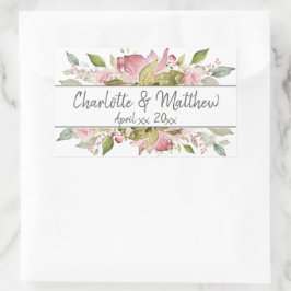 Aquarellfarbene Rose Weichrosa Hochzeit Rechteckiger Aufkleber
