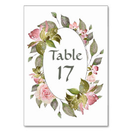Aquarellfarbene Rose Weichrosa Hochzeit Tischnummer