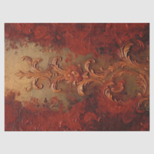 Aquarellfarbene Rot- und Imitat-Golddekorationen Seidenpapier