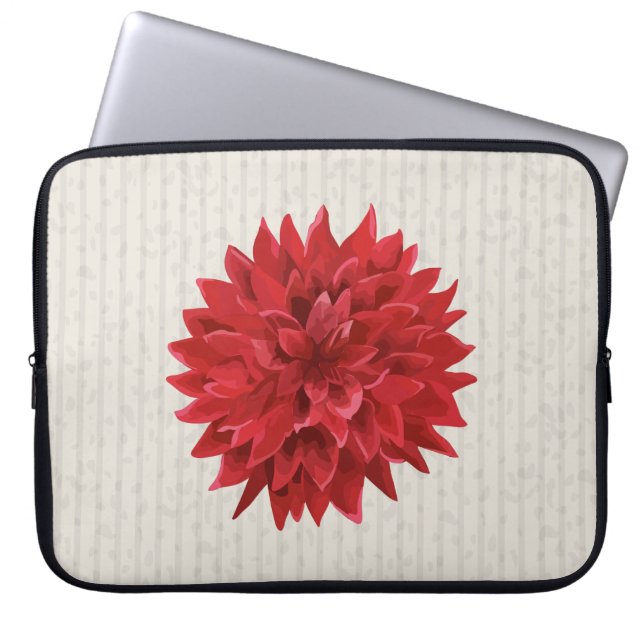 Aquarellfarbene Rote Blume Beige Streifen Hintergr Laptopschutzhülle (Vorderseite)