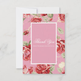 Aquarellfarbene rote Rosen Dankeskarte