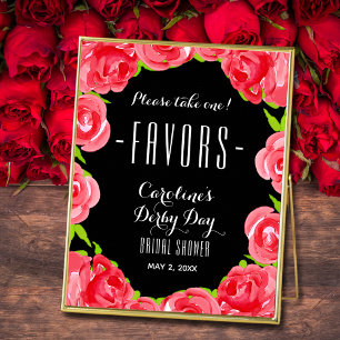 Aquarellfarbene Rote Rosen Derby Brautparty FAVORS Poster