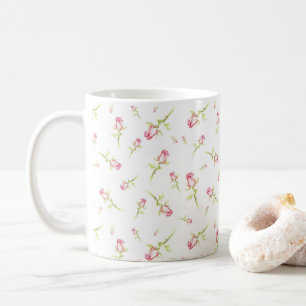 Aquarellfarbene Rote Rosen Handgestrichen Kaffeetasse