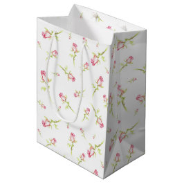 Aquarellfarbene Rote Rosen Handgestrichen Mittlere Geschenktüte