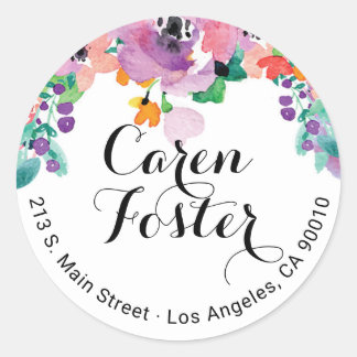 Aquarellfarbene Rücksendeadresse Runder Aufkleber