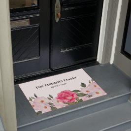 Aquarellfarbene, sanfte, rosa, weiße Rosen - Illus Fußmatte