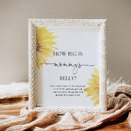 Aquarellfarbene Sonnenblume wie groß ist das Bauch Poster