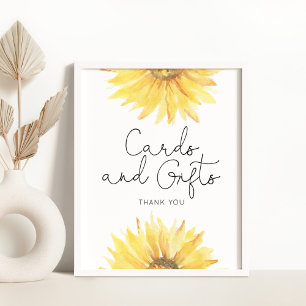 Aquarellfarbene Sonnenblumenkarten und -geschenke Poster
