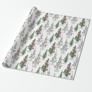 Aquarellfarbene, spartanische Weihnachtsbaumen Geschenkpapier