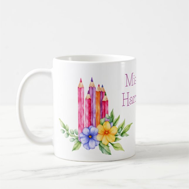Aquarellfarbene Stifte, Blütenblätter, Geschenke f Kaffeetasse (Links)