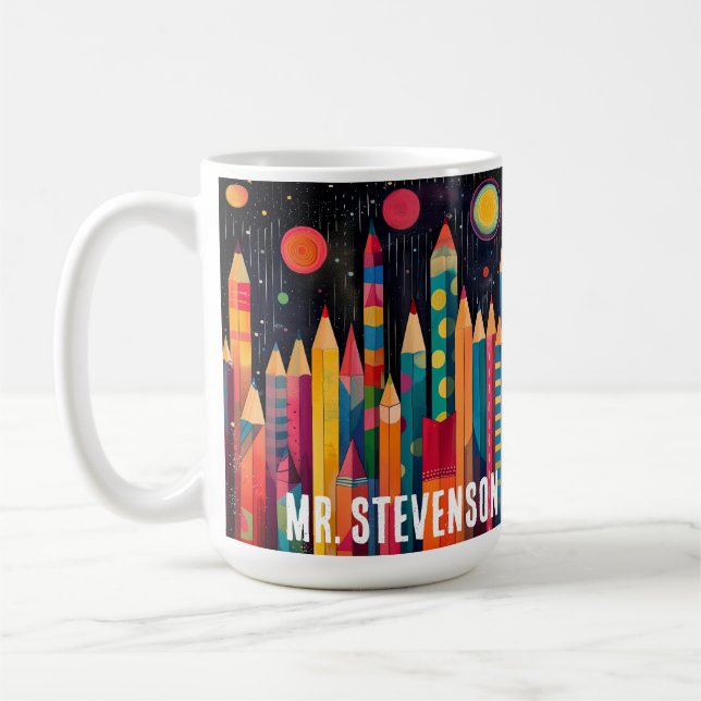 Aquarellfarbene Stifte, Geschenke für Lehrer Kaffeetasse (Links)