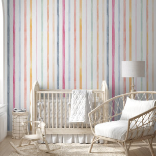 Aquarellfarbene Streifen Tapete