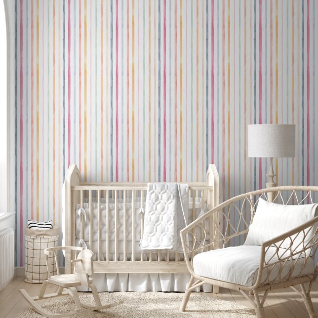 Aquarellfarbene Streifen Tapete (Kinder)