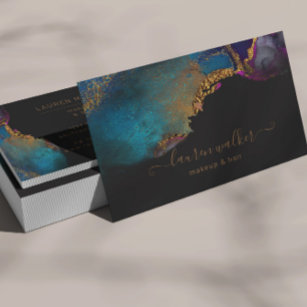 Aquarellfarbene, Texturierte Gold-Visitenkarte Visitenkarte