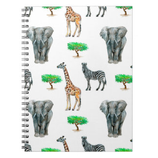 Aquarellfarbene Tiere ohne seapische Muster Notizblock