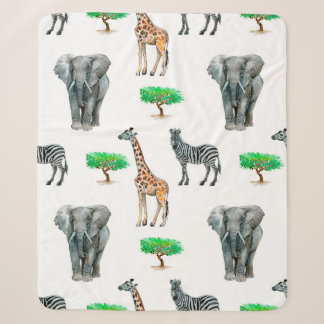 Aquarellfarbene Tiere ohne seapische Muster Sherpadecke
