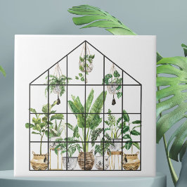 Aquarellfarbene tropische Grüne Hauspflanzengärten Fliese