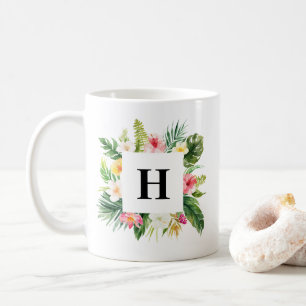 Aquarellfarbene tropische Pflanze Kaffeetasse