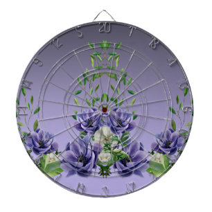 Aquarellfarbene violette Blumen Dartboard Dartscheibe