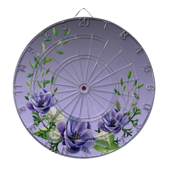 Aquarellfarbene violette Blumen Dartboard Dartscheibe (vorne)