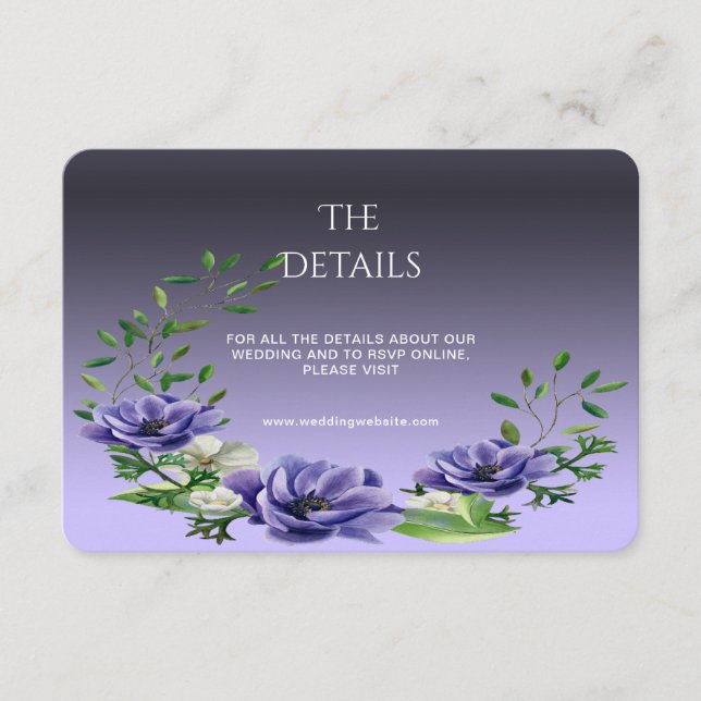 Aquarellfarbene violette Blumen - Detailkarte Begleitkarte (Vorderseite)