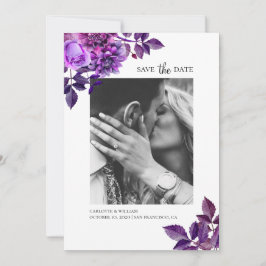 Aquarellfarbene violette Blumen. Foto Lilac Save The Date