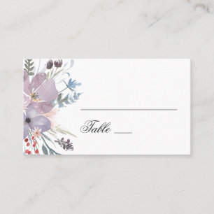 Aquarellfarbene violette Blumen. Lavender Blumenho Platzkarte