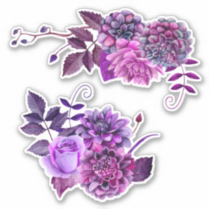 Aquarellfarbene violette Blumen. Lilac Gartenblume Aufkleber