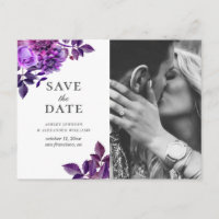 Aquarellfarbene violette Blumen. Save the Date