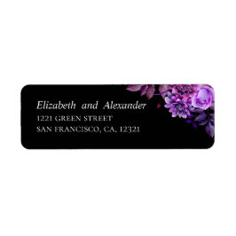 Aquarellfarbene violette Blumen. Schwarze Hochzeit