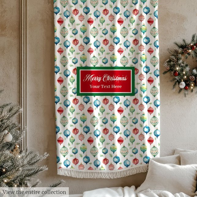 Aquarellfarbene Weihnachtsbaumdecke Fleecedecke (Watercolor colorful Christmas baubles blanket)