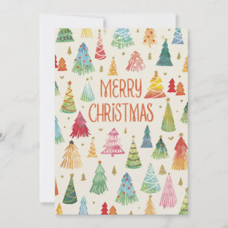Aquarellfarbene Weihnachtsbäume Feiertagskarte