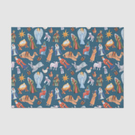 Aquarellfarbene Weihnachtskrippen Seidenpapier