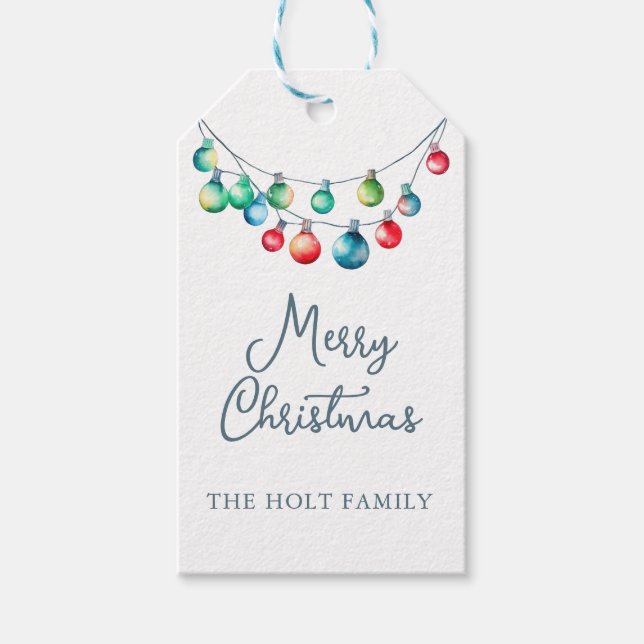 Aquarellfarbene Weihnachtsweihnachtsweih Geschenkanhänger (Vorderseite)