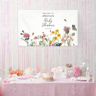 Aquarellfarbene Wildblume Insekten BläsernBaby-Dus Banner
