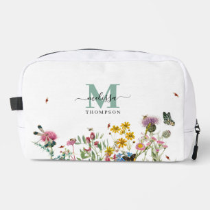 Aquarellfarbene Wildblume Insekten Blumengarten Waschbeutel