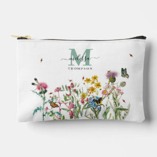 Aquarellfarbene Wildblume Insekten Blumengarten Zubehörtasche