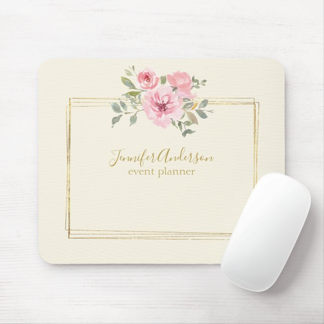 Aquarellfarbene Wildblume Pinselstrich Mousepad (Mit Mouse)