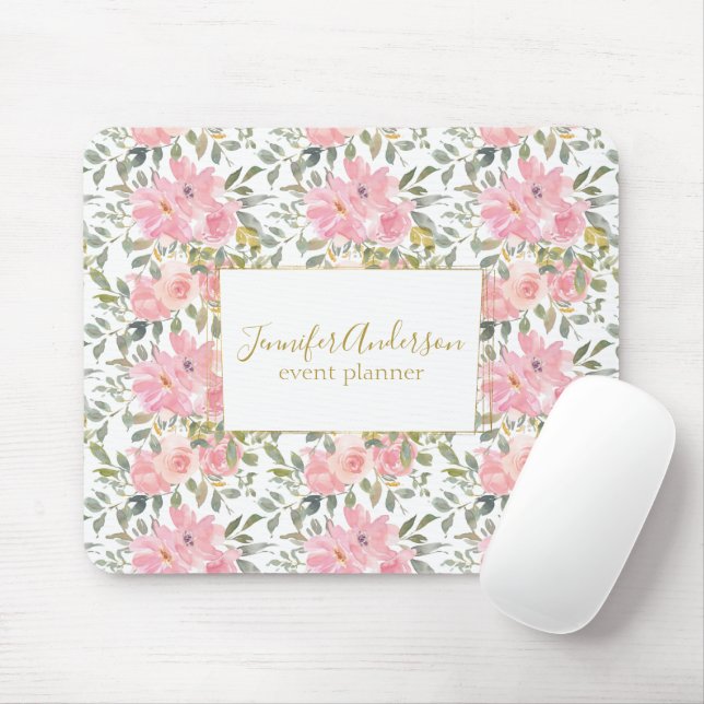 Aquarellfarbene Wildblume Pinselstrich Mousepad (Mit Mouse)