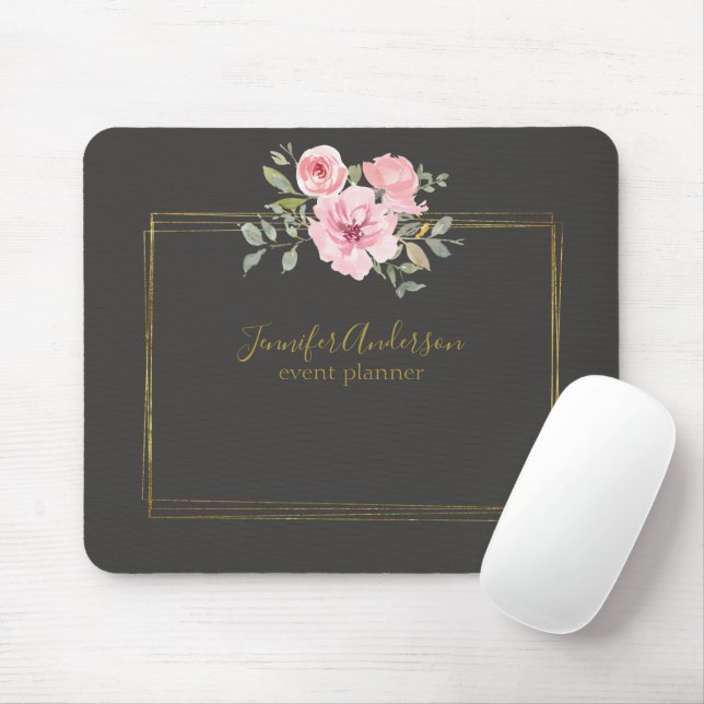 Aquarellfarbene Wildblume Pinselstrich Mousepad (Mit Mouse)