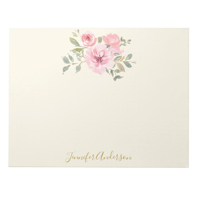 Aquarellfarbene Wildblume Pinselstrich Notizblock (Vorderseite)