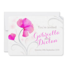 Aquarellfarbene Wildblume Rosa Hochzeit einladen