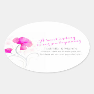 Aquarellfarbene Wildblume Rosa Hochzeitscreme Ovaler Aufkleber