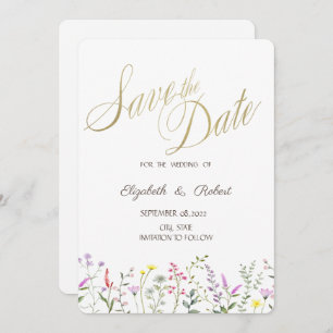 Aquarellfarbene Wildblume Save the Date
