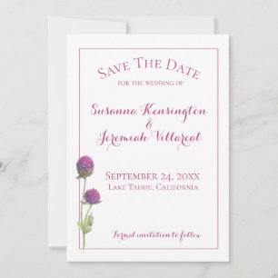 Aquarellfarbene Wildblume Save the Date rosa Flora
