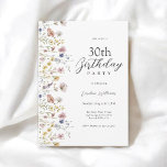 Aquarellfarbene Wildblumen Blumengestein 30. Gebur Einladung<br><div class="desc">Dieses hübsche,  feminine 30. Geburtstagsfest im eleganten Stil ist eine Party Einladung mit Wildblumen in gemischten Pastellfarben entlang der links Grenze. Der gesamte Text kann für Ihr Party personalisiert sein. Diese Einladung steht als gedruckter und papierloser digitaler Download zur Verfügung.</div>