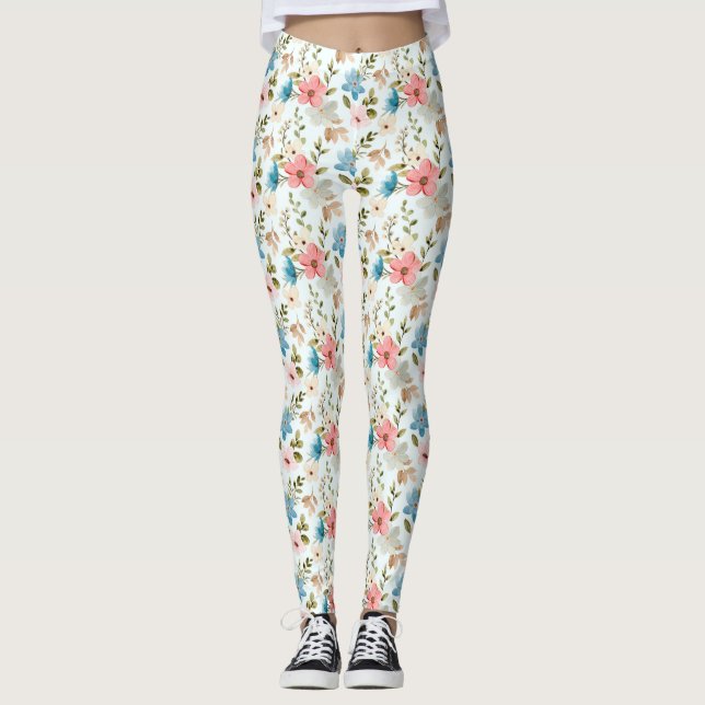 Aquarellfarbene Wildblumen Blumenmuster-67676 Leggings (Vorderseite)