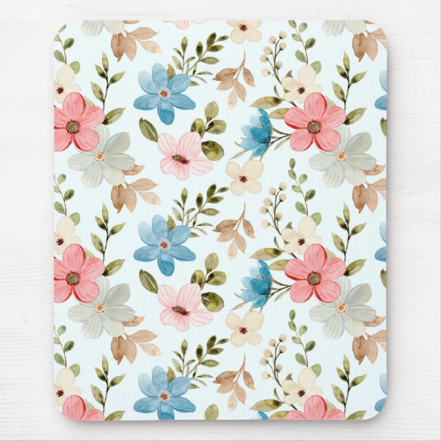 Aquarellfarbene Wildblumen Blumenmuster-67676 Mousepad (Vorne)