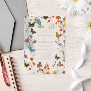 Aquarellfarbene Wildblumen Butterfliegen Blumenzeh