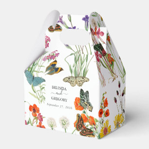 Aquarellfarbene Wildblumen Butterfliegen Blumenzeh Geschenkschachtel